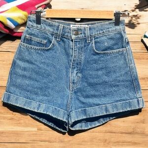 American Apparel Women’s Denim High Waist Cuff Shorts